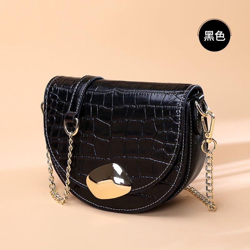 Li Ji | Original leather handmade | Crocodile pattern small fragrant chain saddle bag No. 10915 