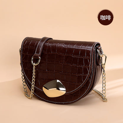 Li Ji | Original leather handmade | Crocodile pattern small fragrant chain saddle bag No. 10915 