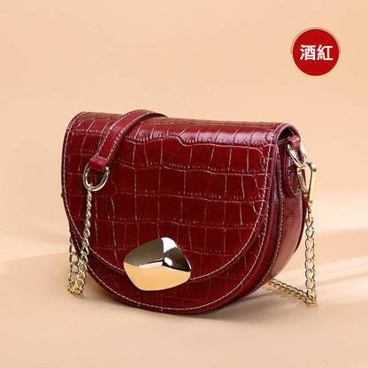 Li Ji | Original leather handmade | Crocodile pattern small fragrant chain saddle bag No. 10915 