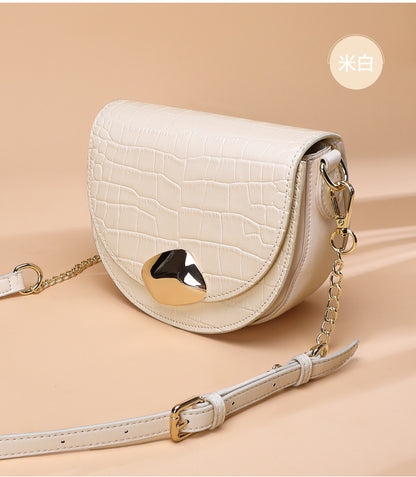 Li Ji | Original leather handmade | Crocodile pattern small fragrant chain saddle bag No. 10915 