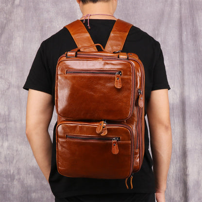 Li Ji | Original handmade | Briefcase first-layer cowhide bag with three uses No. 6332