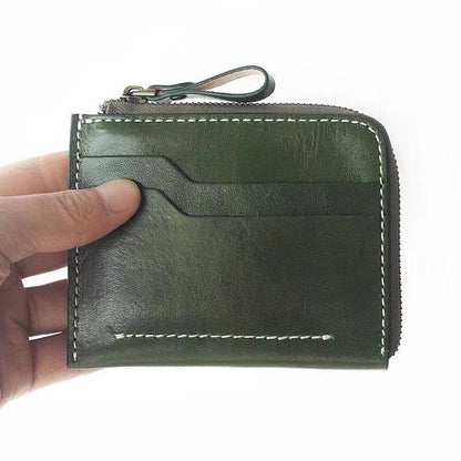 Li Ji | Cowhide | Green small wallet [hand held] [card holder] No. 8565