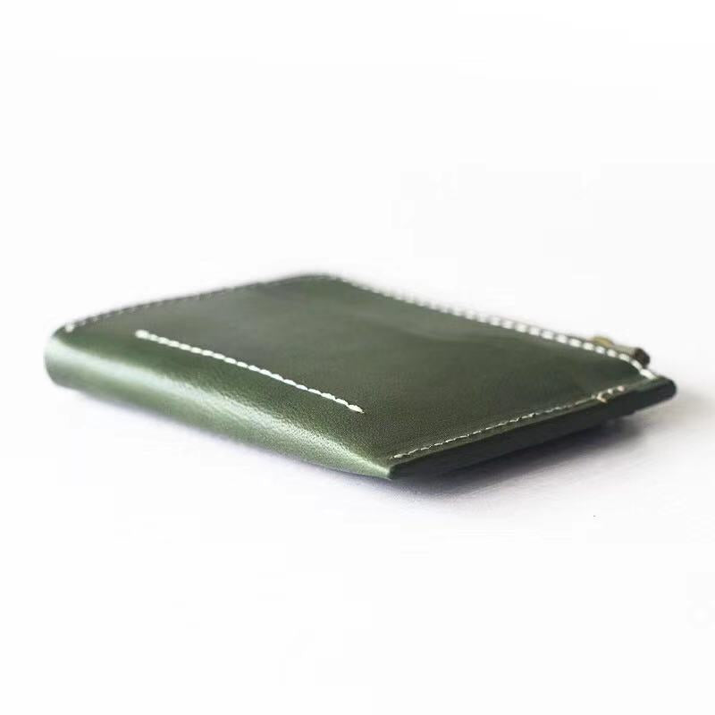 Li Ji | Cowhide | Green small wallet [hand held] [card holder] No. 8565