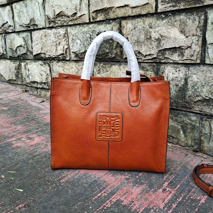 Li Ji | Original handmade genuine leather | High-grade texture oil wax tree paste leather tote bag No. D8590