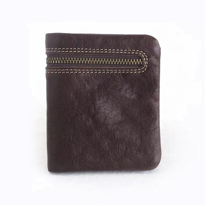 Li Ji | Original genuine leather handmade | Zipper short wallet No. 5001