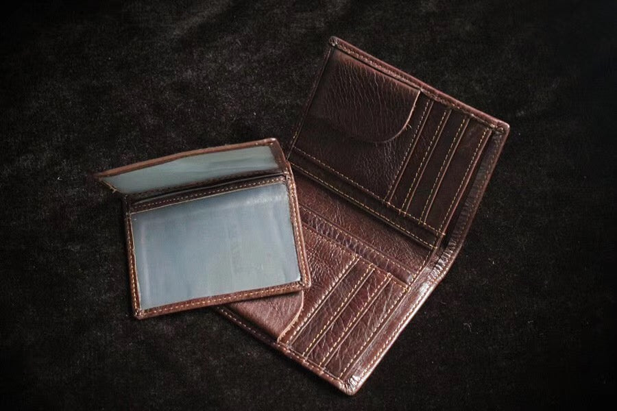 Li Ji | Original genuine leather handmade | Oil wax leather-ID wallet No. P14