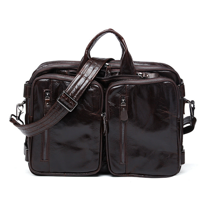 Li Ji | Original handmade | Briefcase first-layer cowhide bag with three uses No. 6332