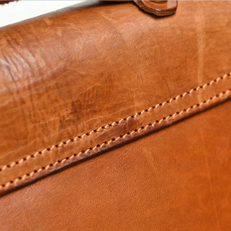 LEEEKEE | Original handmade leather | Vintage first layer vegetable tanned cowhide messenger bag Cambridge bag 350S