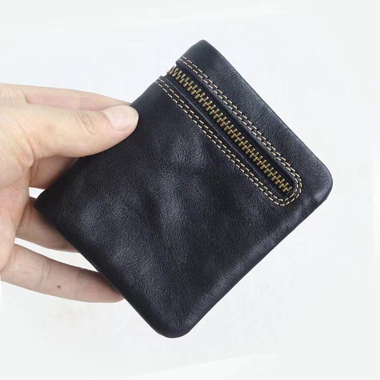 Li Ji | Original genuine leather handmade | Zipper short wallet No. 5001