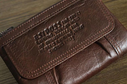 Li Ji | Original leather handmade | Oil wax leather wallet with label No. P2006