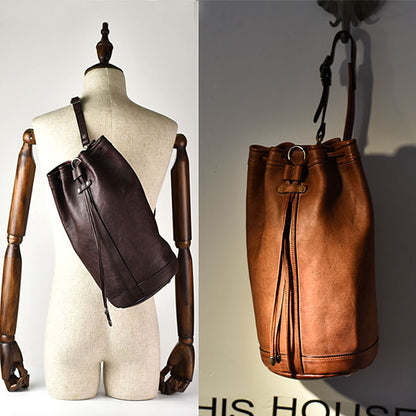 Li Ji | Original leather handmade | Men's bucket bag, cool and trendy! No. 8234 