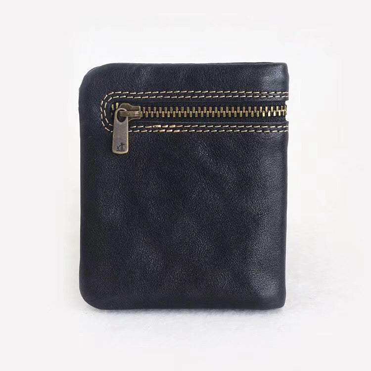 Li Ji | Original genuine leather handmade | Zipper short wallet No. 5001