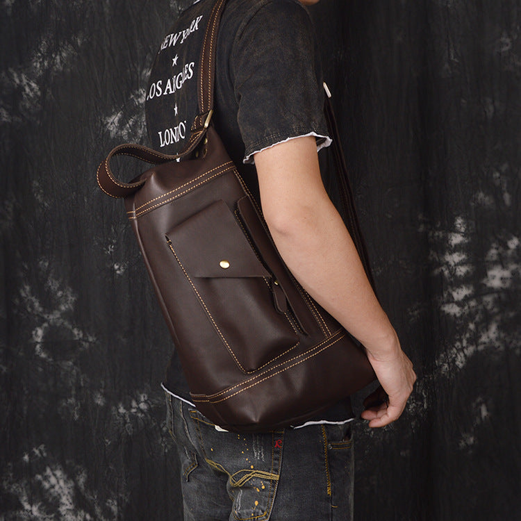 Li Ji | Original leather handmade | Mountaineering chest bag No. 017