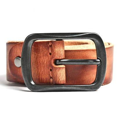 Li Ji | Handmade genuine leather | Tree paste leather pin buckle retro belt alloy steel buckle head No. 16051 