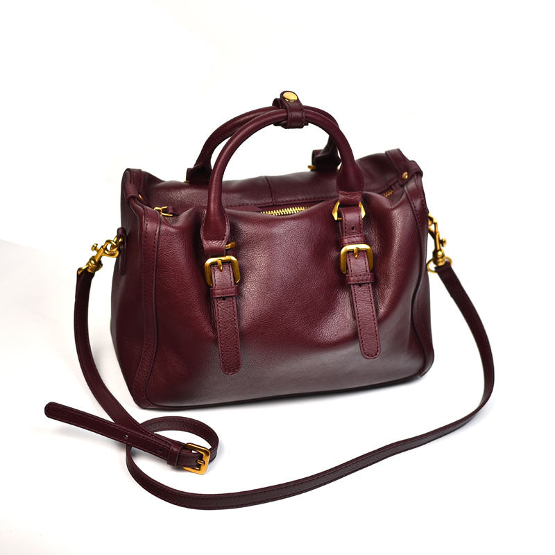 Li Ji | Original handmade leather | Hong Kong style soft leather Boston handbag No. 1876 