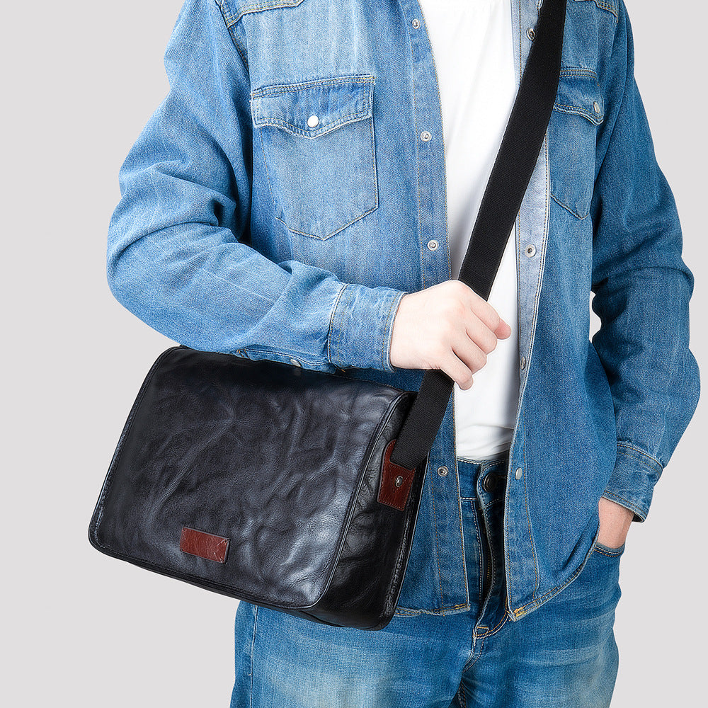 Li Ji | Original handmade leather | Horizontal first-layer cowhide hand-grabbed satchel bag No. 2160