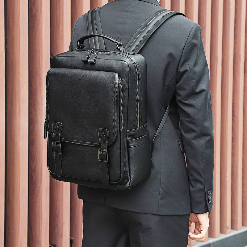 Li Ji | Original handmade leather | Business first-layer cowhide nappa pattern backpack BACKPACK No. 2755 