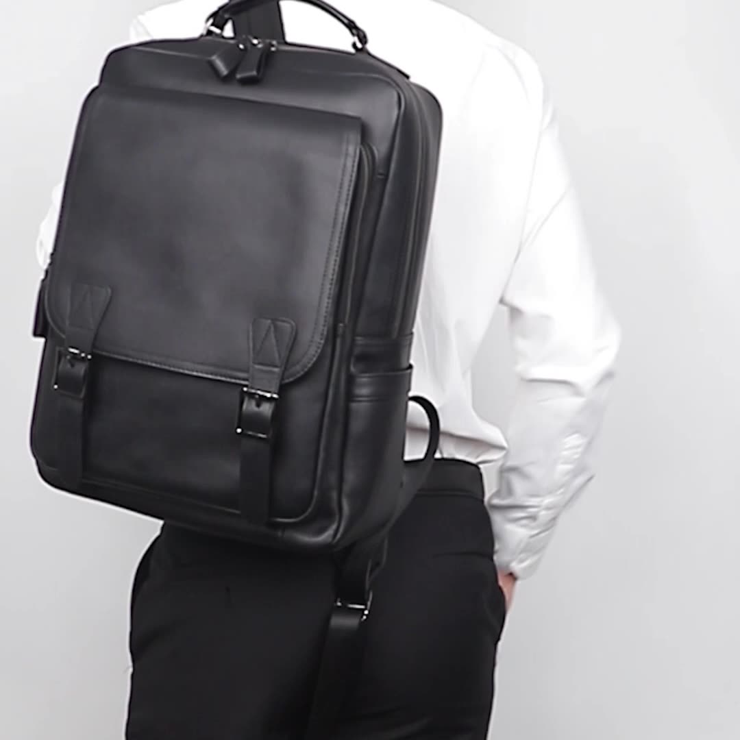 Li Ji | Original handmade leather | Business first-layer cowhide nappa pattern backpack BACKPACK No. 2755 