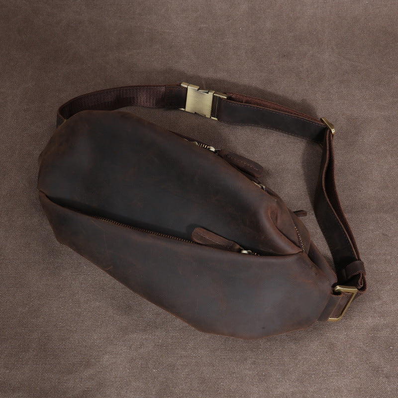 Li Ji | Original handmade genuine leather | Mad cow leather トップ cow leather cross bag No. 285 