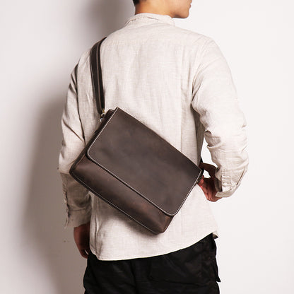 Li Ji | Original handmade genuine leather | Cow leather messenger bag No. 30166 