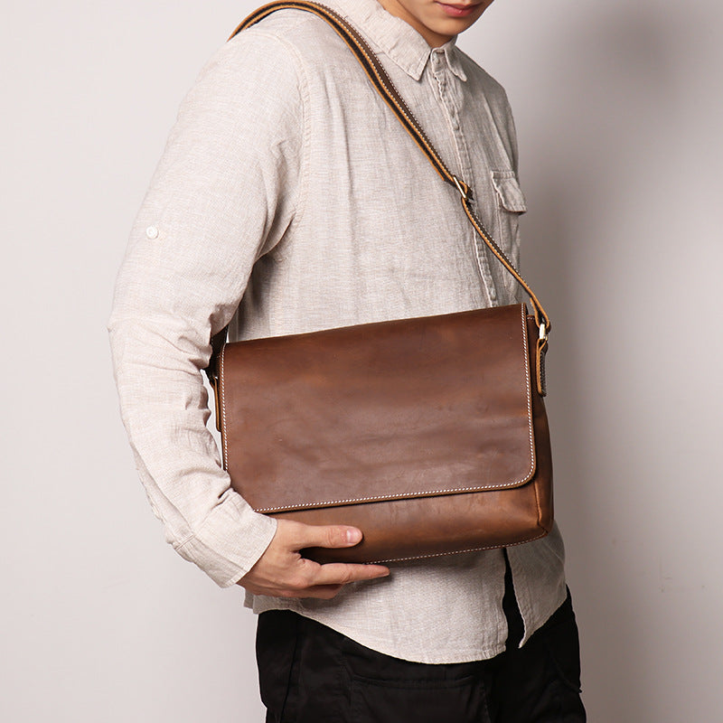 Li Ji | Original handmade genuine leather | Cow leather messenger bag No. 30166 