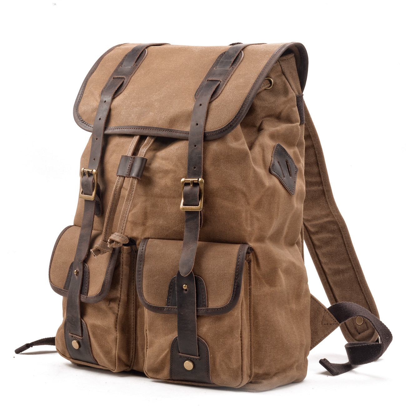 Li Ji | Original handmade leather | Canvas stitching backpack outdoor backpack No. 5105