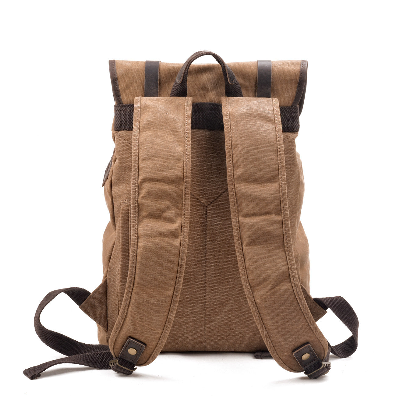 Li Ji | Original handmade leather | Canvas stitching backpack outdoor backpack No. 5105