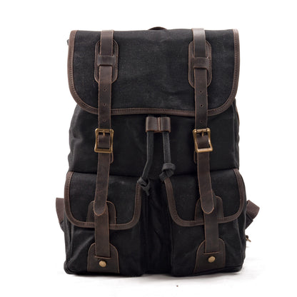 Li Ji | Original handmade leather | Canvas stitching backpack outdoor backpack No. 5105