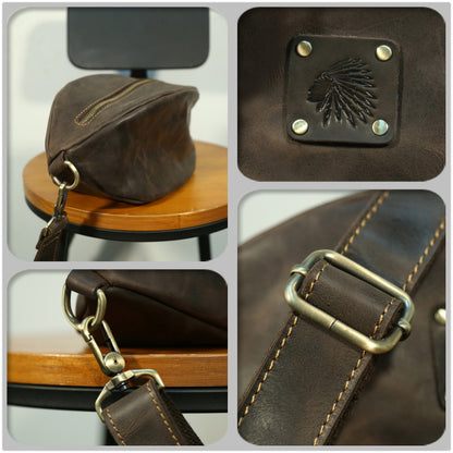 Li Ji | Original handmade leather | Genuine rugby-shaped retro shoulder bag No. 513 