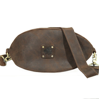 Li Ji | Original handmade leather | Genuine rugby-shaped retro shoulder bag No. 513 