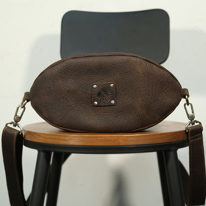 Li Ji | Original handmade leather | Genuine rugby-shaped retro shoulder bag No. 513 