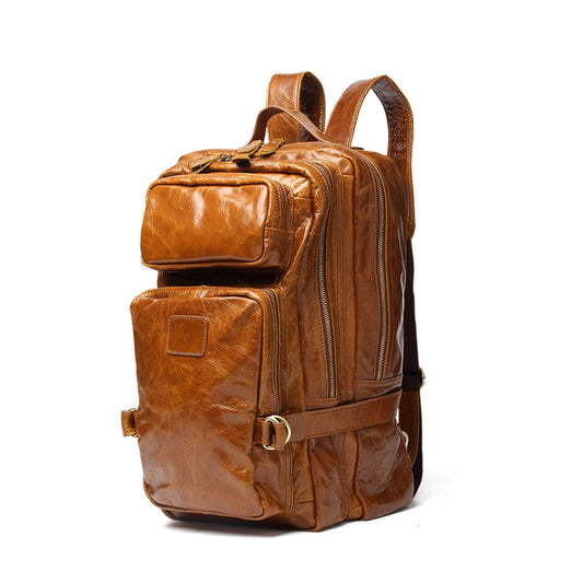 Li Ji | Original leather handmade | First-layer cowhide oil-rubbed European style three-dimensional bag backpack No. 8865