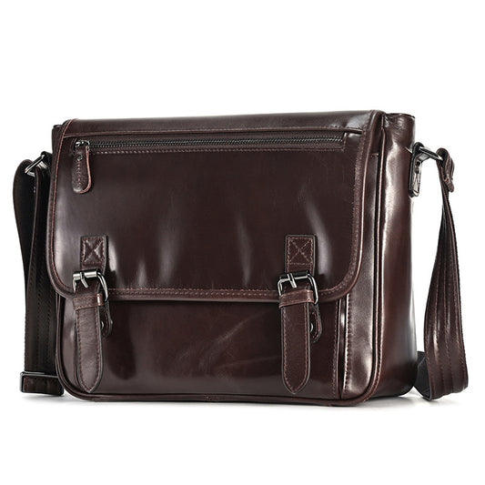 Li Ji | Original handmade | European retro genuine oil wax leather messenger bag No. 6712 