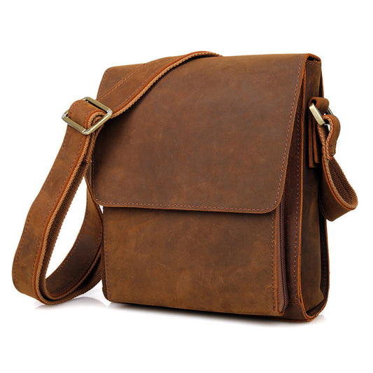 Li Ji | Original handmade leather | Crazy horse leather shoulder bag cowhide crossbody bag No. 7055B