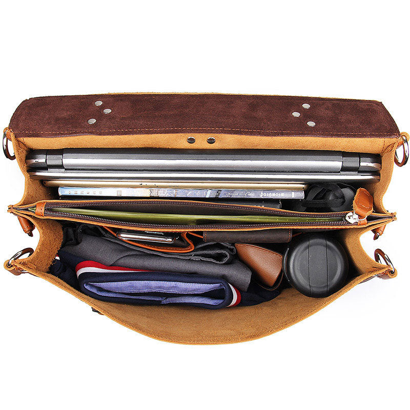 Li Ji | Original handmade leather | Business lacquered multi-position rubbing function briefcase No. 7161 