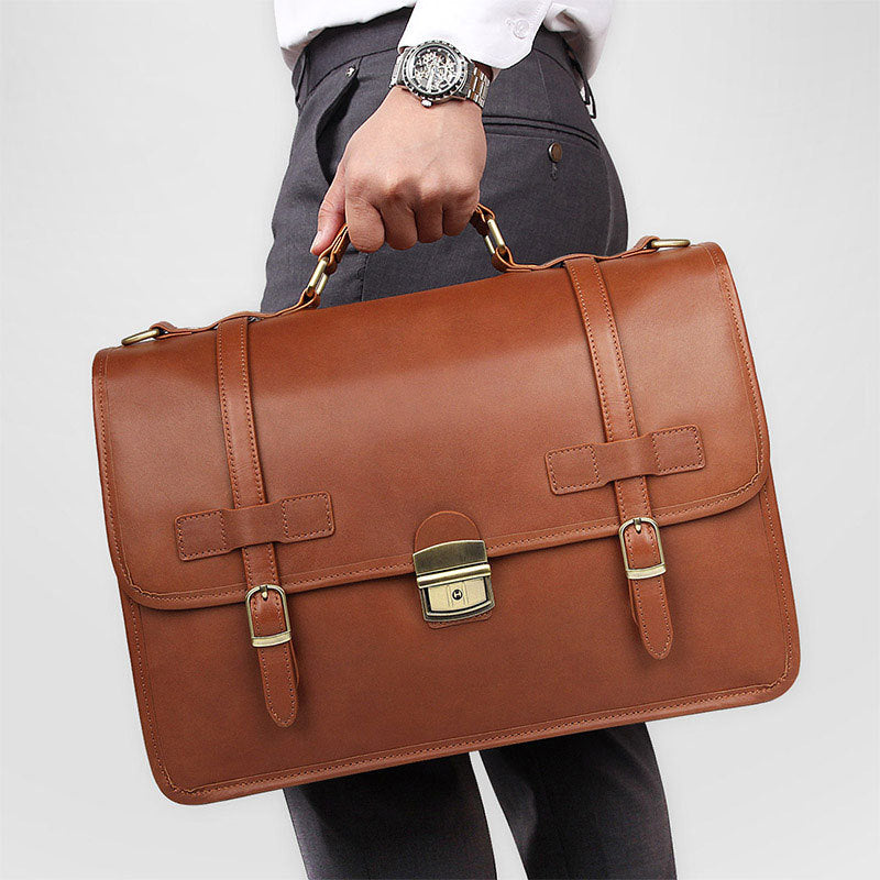 Li Ji | Original handmade leather | British style briefcase genuine leather exquisite business travel bag No. 7397 