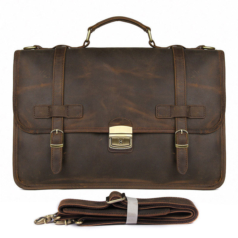 Li Ji | Original handmade leather | British style briefcase genuine leather exquisite business travel bag No. 7397 