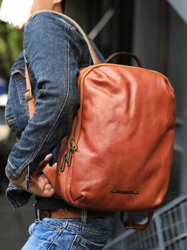 Li Ji | Original genuine leather | Vegetable tanned cowhide handmade travel backpack No. 80603