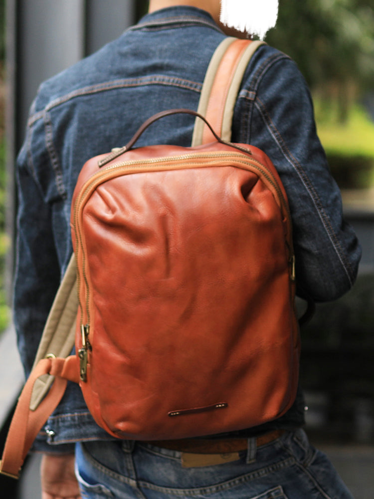 Li Ji | Original genuine leather | Vegetable tanned cowhide handmade travel backpack No. 80603