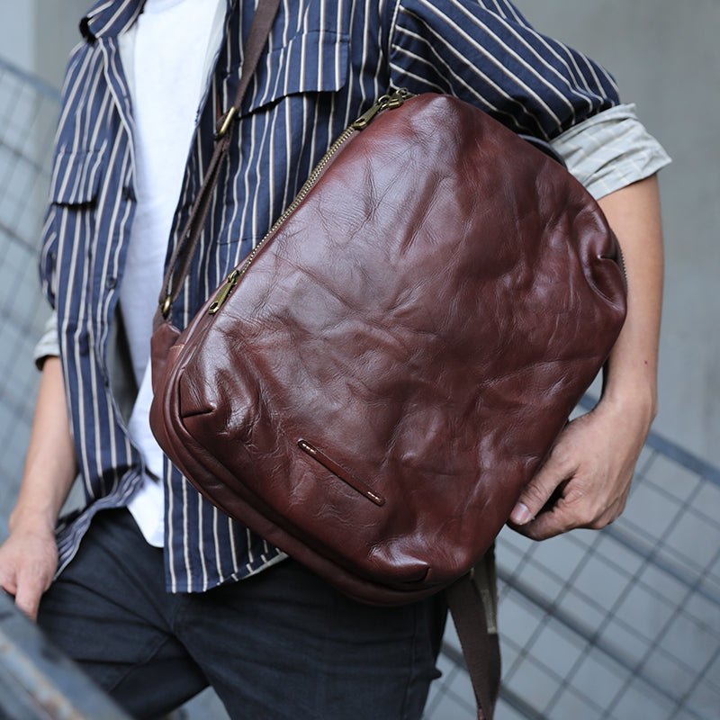 Li Ji | Original genuine leather | Vegetable tanned cowhide handmade travel backpack No. 80603