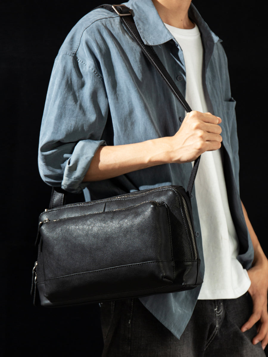 Li Ji | Original handmade leather | First-layer cowhide satchel &amp; messenger bag No. 8204