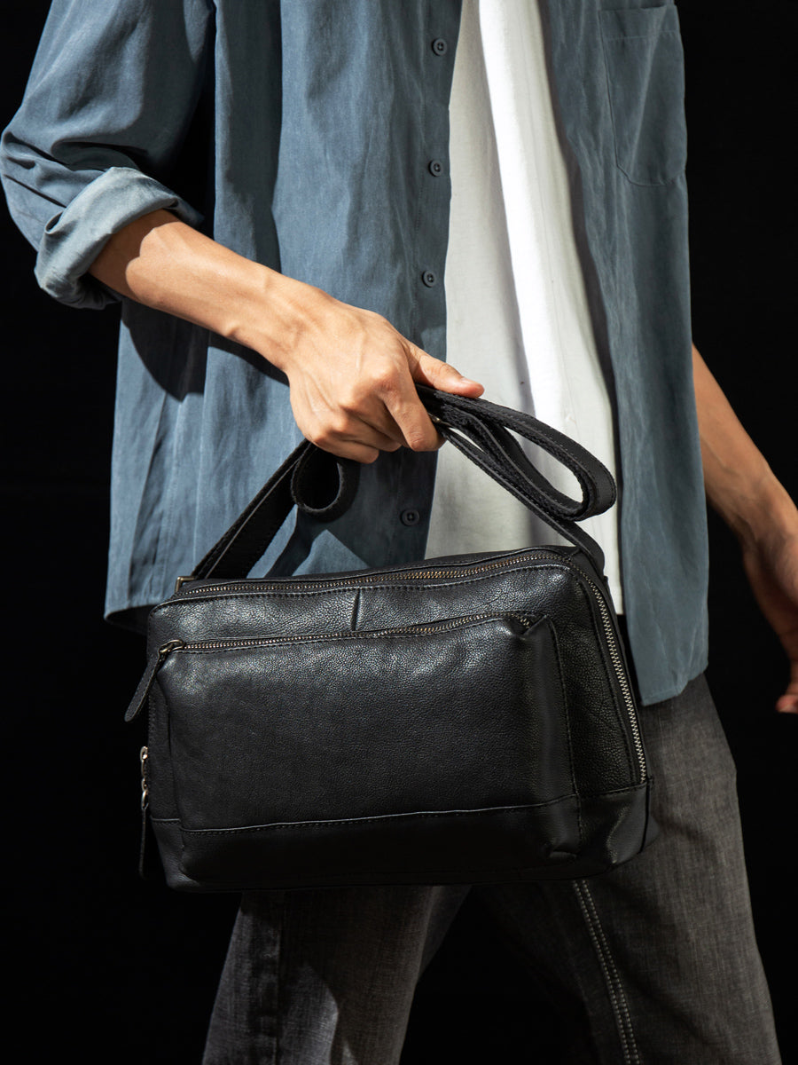 Li Ji | Original handmade leather | First-layer cowhide satchel &amp; messenger bag No. 8204