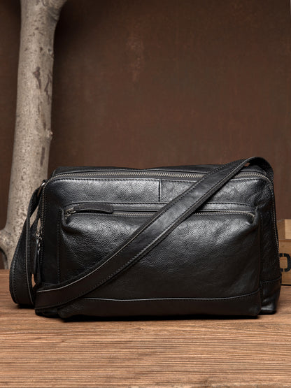 Li Ji | Original handmade leather | First-layer cowhide satchel &amp; messenger bag No. 8204