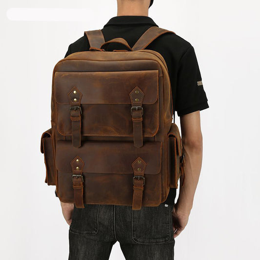 Li Ji | Original handmade leather | Travel outdoor genuine leather retro backpack No. 8652 