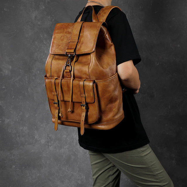 Li Ji | Original handmade leather | Vegetable tanned cowhide 21-inch backpack travel bag No. 88036