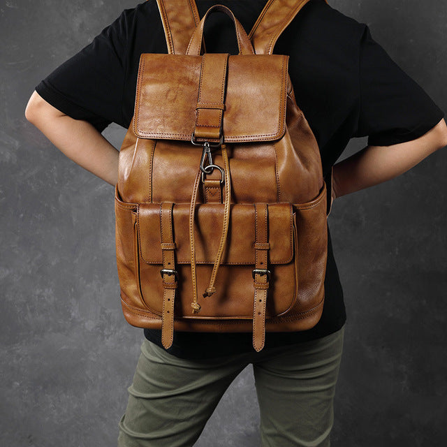 Li Ji | Original handmade leather | Vegetable tanned cowhide 21-inch backpack travel bag No. 88036