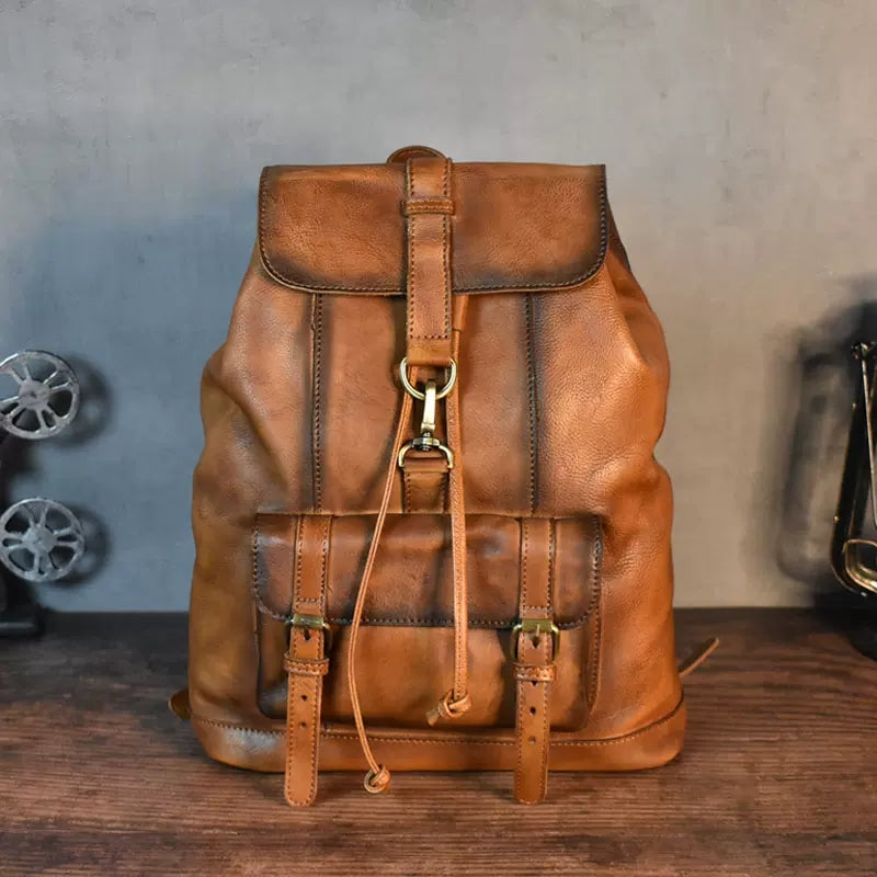 Li Ji | Original handmade leather | Vegetable tanned cowhide 21-inch backpack travel bag No. 88036