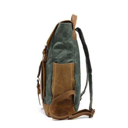 Li Ji | Original leather handmade | Retro outdoor backpack canvas bag No. 8838