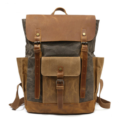 Li Ji | Original leather handmade | Retro outdoor backpack canvas bag No. 8838