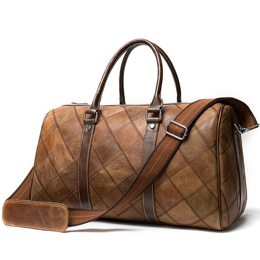 Li Ji | Original Genuine Leather | Plaid Travel Bag No. 8883